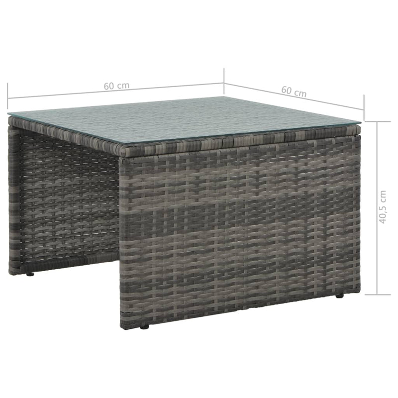vidaXL 3 Piece Garden Lounge Set with Cushions Poly Rattan Grey