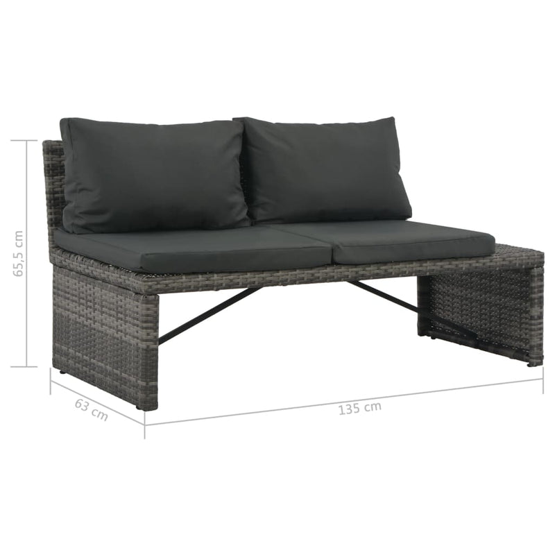 vidaXL 3 Piece Garden Lounge Set with Cushions Poly Rattan Grey