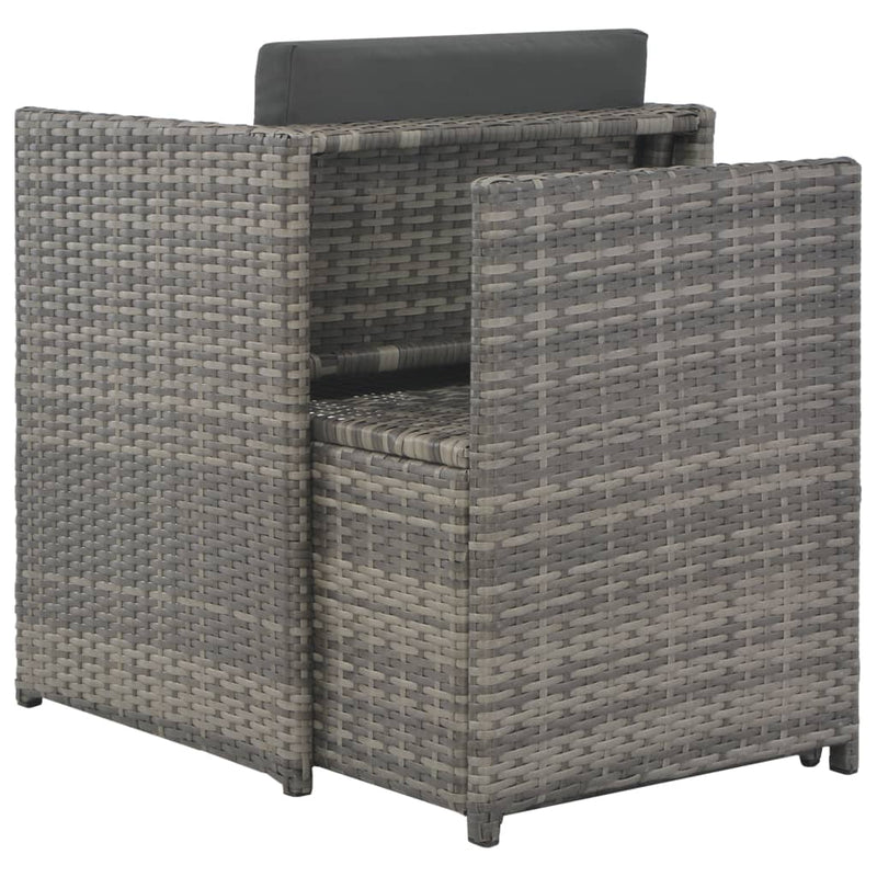 vidaXL 7 Piece Outdoor Dining Set with Cushions Poly Rattan Grey