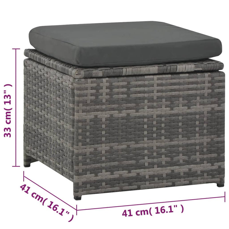 6 Piece Garden Lounge Set with Cushions Poly Rattan Grey