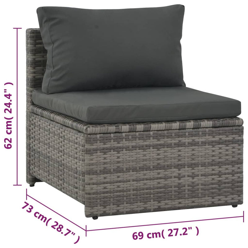 6 Piece Garden Lounge Set with Cushions Poly Rattan Grey