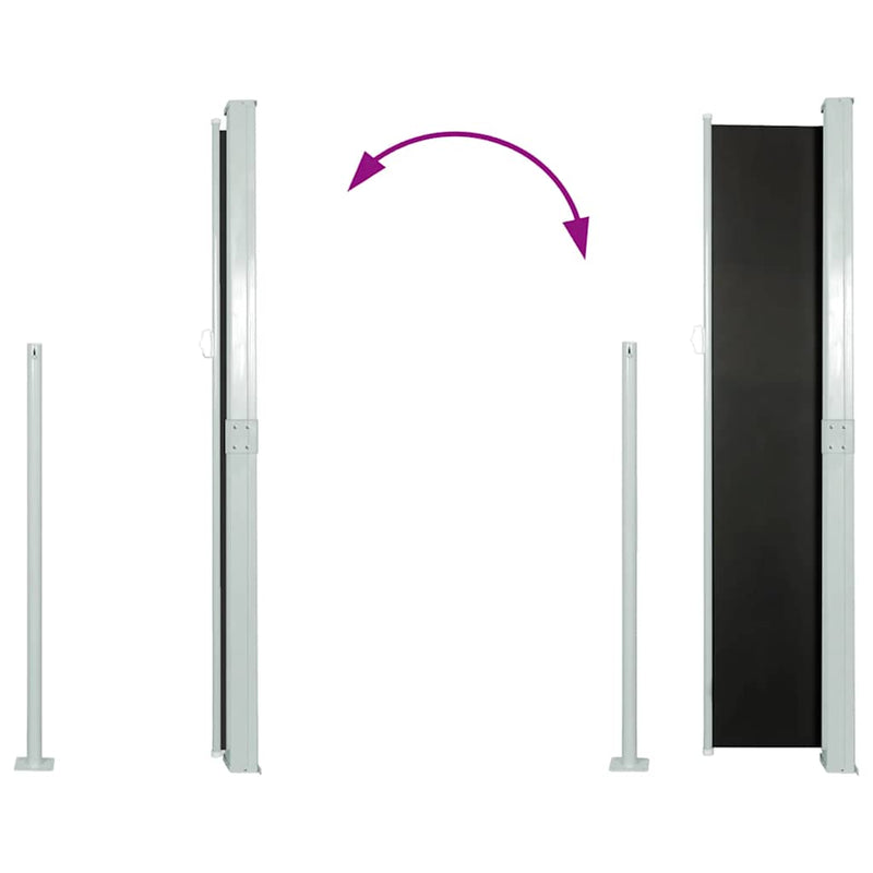 vidaXL Retractable Side Awning 160 x 500 cm Black