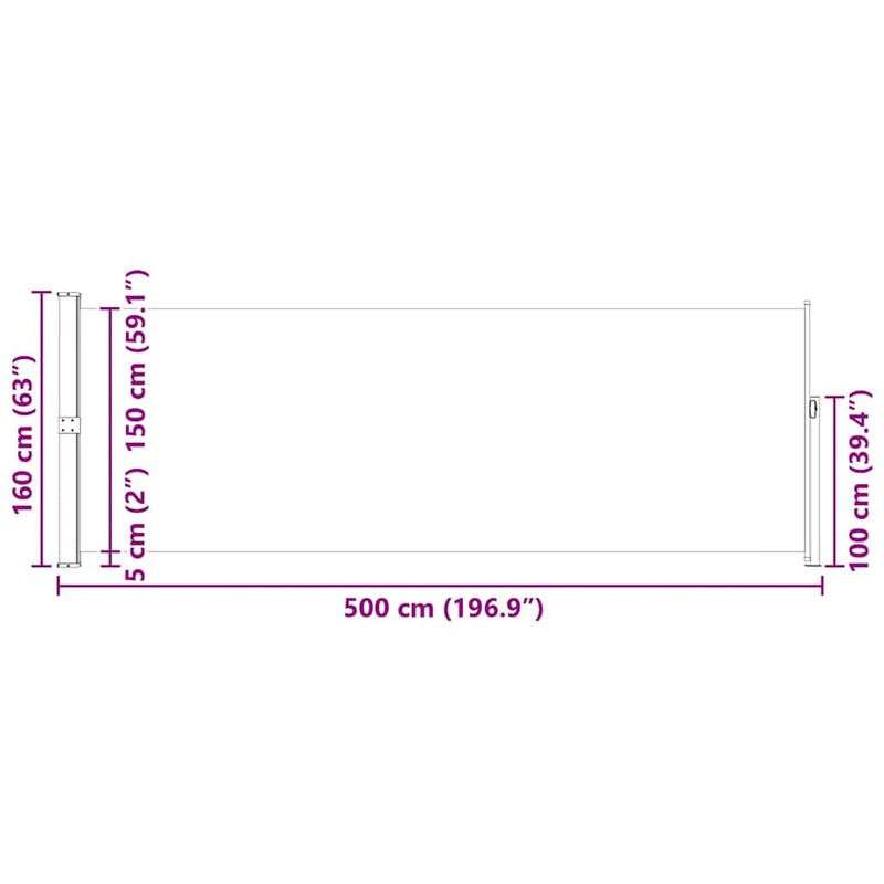 vidaXL Retractable Side Awning 160 x 500 cm Cream