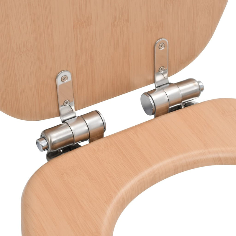 vidaXL WC Toilet Seat with Soft Close Lid MDF Bamboo Design