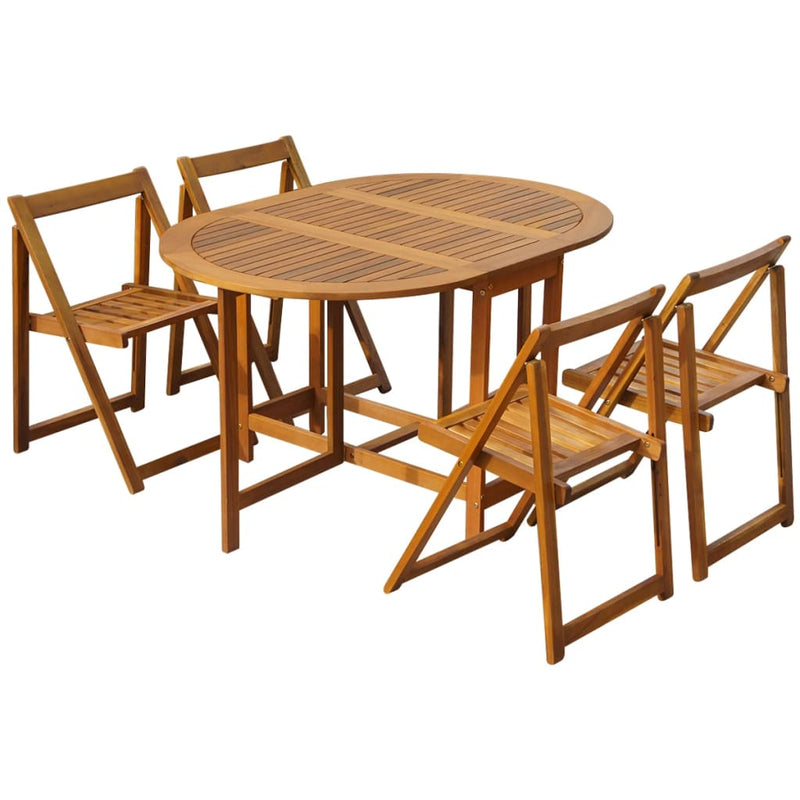 vidaXL 5 Piece Folding Outdoor Dining Set Solid Acacia Wood
