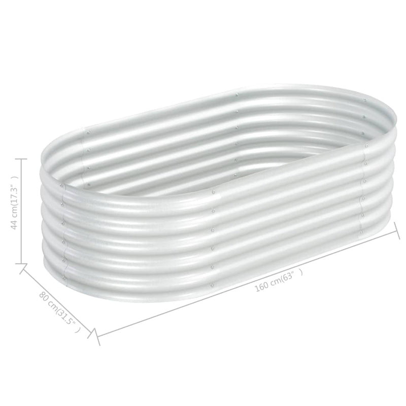 vidaXL Garden Raised Bed 160x80x44 cm Galvanised Steel Silver