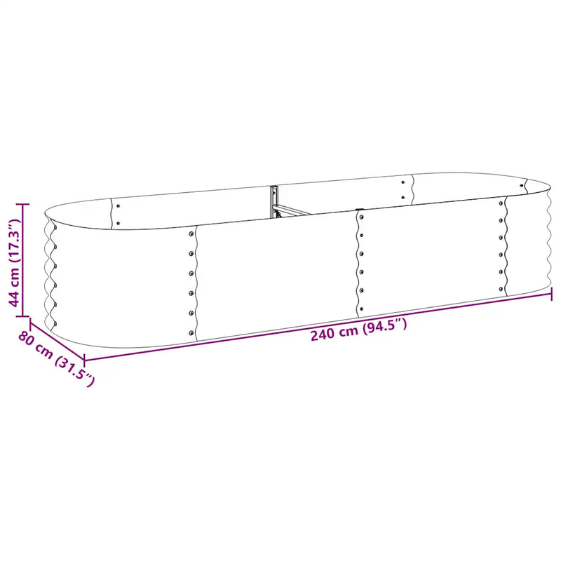 Garden Raised Bed 240x80x44 cm Galvanised Steel Grey