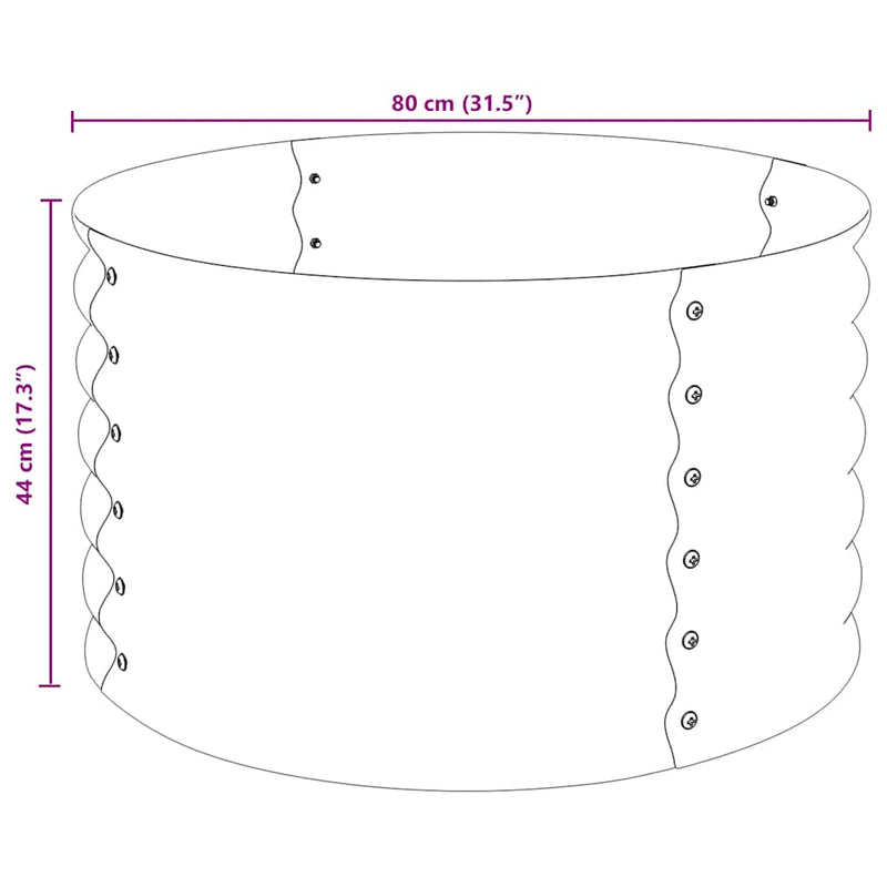 vidaXL Garden Raised Bed 80x80x44 cm Galvanised Steel Grey