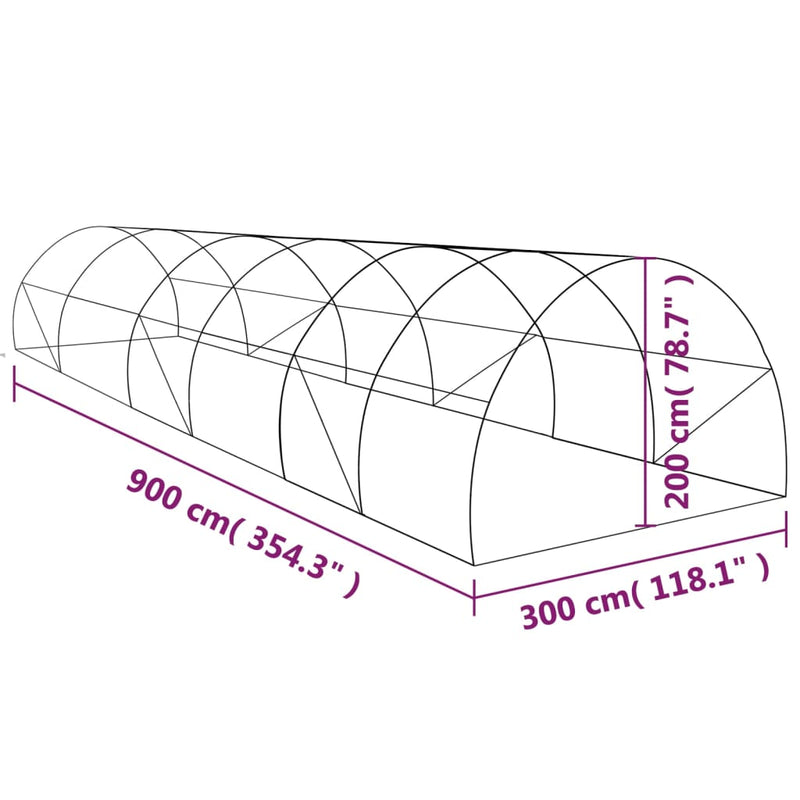 vidaXL Greenhouse 27 m² 900x300x200 cm