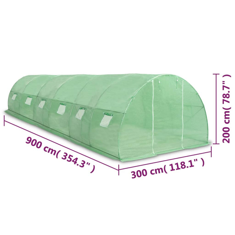vidaXL Greenhouse 27 m² 900x300x200 cm