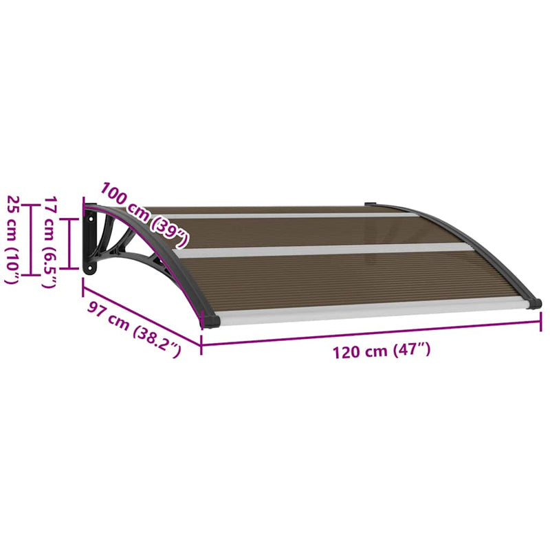 vidaXL Door Canopy Black 120x100 cm PC