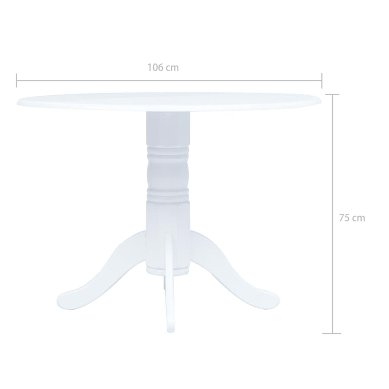 Dining Table White 106 cm Solid Rubber Wood