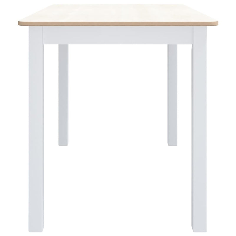 vidaXL Dining Table White and Brown 114x71x75 cm Solid Rubber Wood