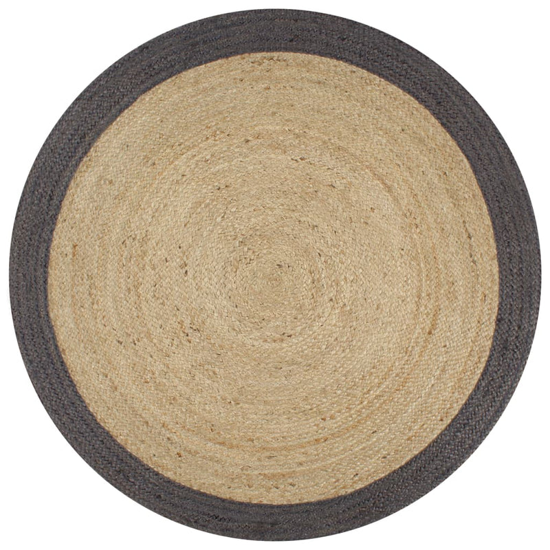 vidaXL Handmade Rug Jute with Dark Grey Border 120 cm