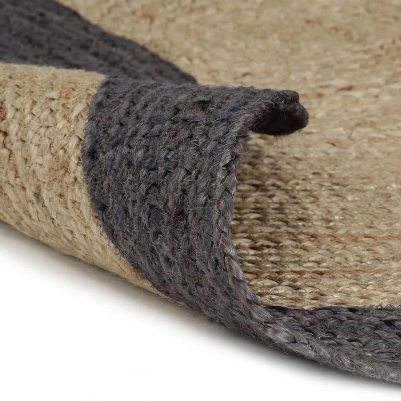 vidaXL Handmade Rug Jute with Dark Grey Border 120 cm