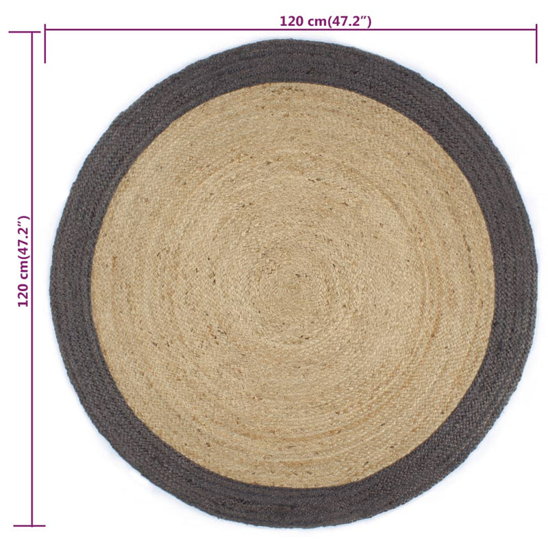 vidaXL Handmade Rug Jute with Dark Grey Border 120 cm