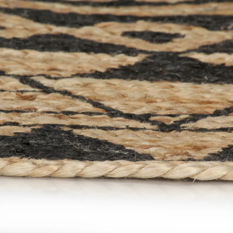 Handmade Rug Jute with Black Print 120 cm