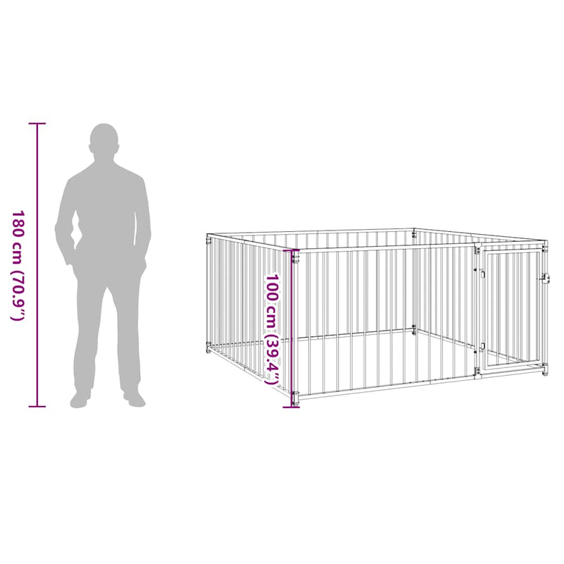 vidaXL Outdoor Dog Kennel 200x200x100 cm