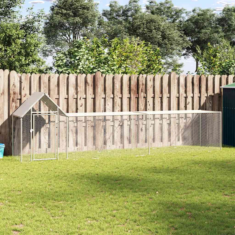 vidaXL Chicken Coop 5x1x1.5 m Galvanised Steel