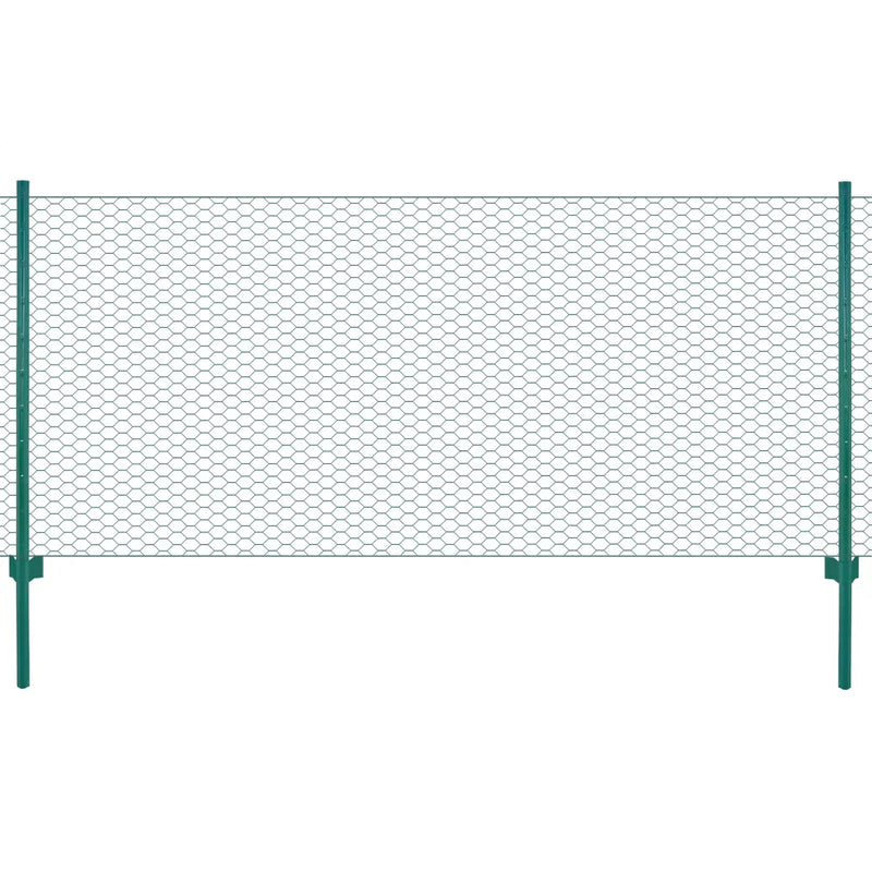 Wire Mesh Fence with Posts Steel 25x1 m Green