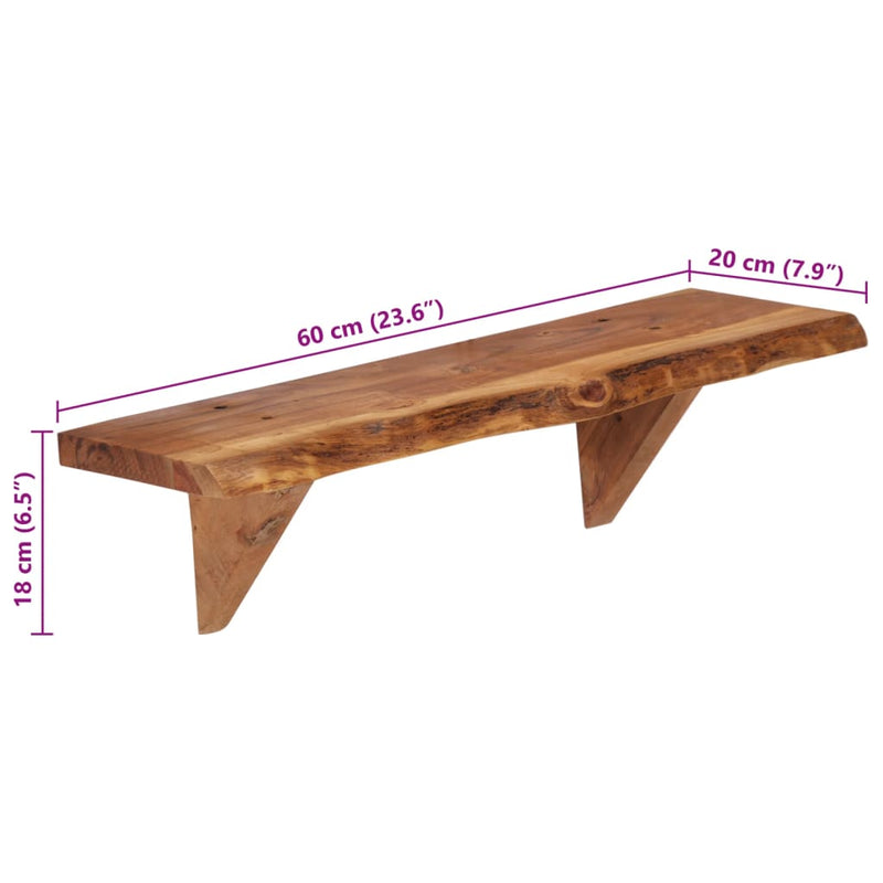 vidaXL Wall Shelves 2 pcs 60x20x18 cm Solid Acacia Wood