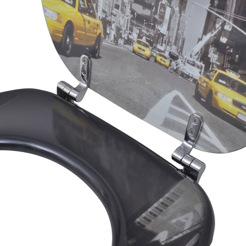 vidaXL Toilet Seats with Lids 2 pcs MDF New York
