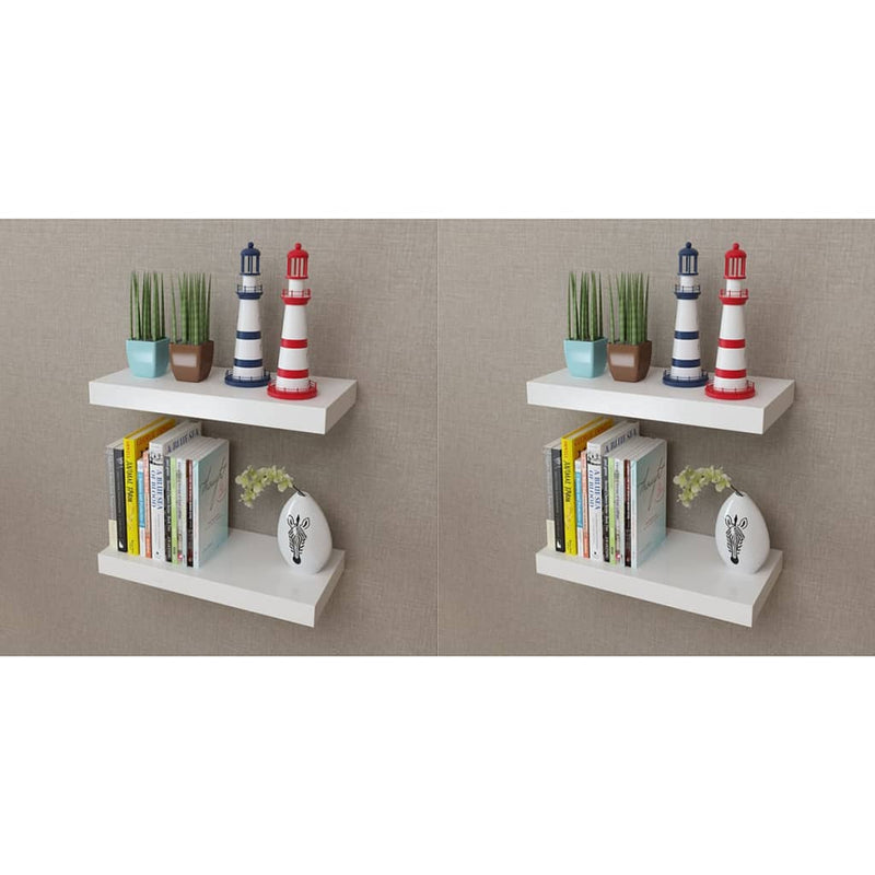 vidaXL Wall Shelves 4 pcs White 40 cm