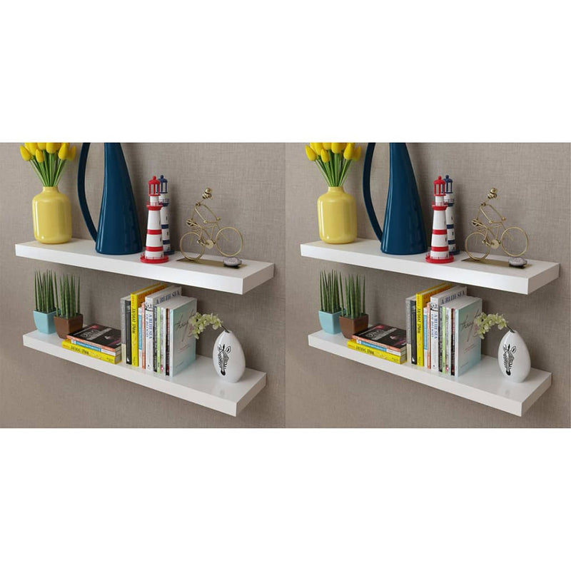 vidaXL Wall Shelves 4 pcs White 80 cm