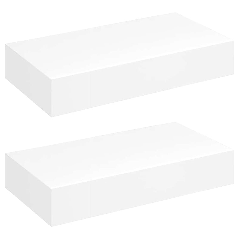 vidaXL Floating Wall Shelves with Drawers 2 pcs White 48 cm