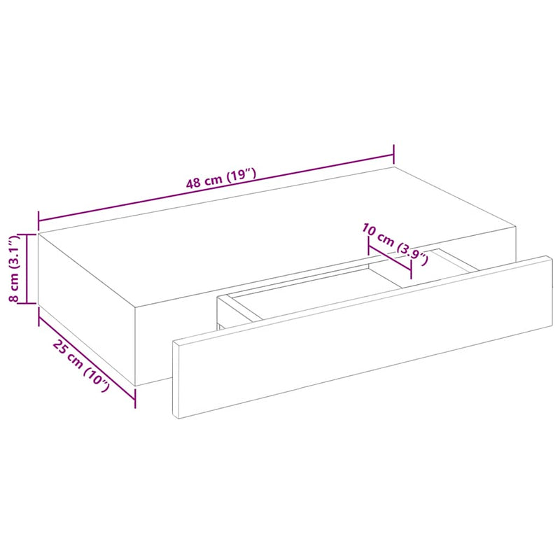 vidaXL Floating Wall Shelves with Drawers 2 pcs White 48 cm