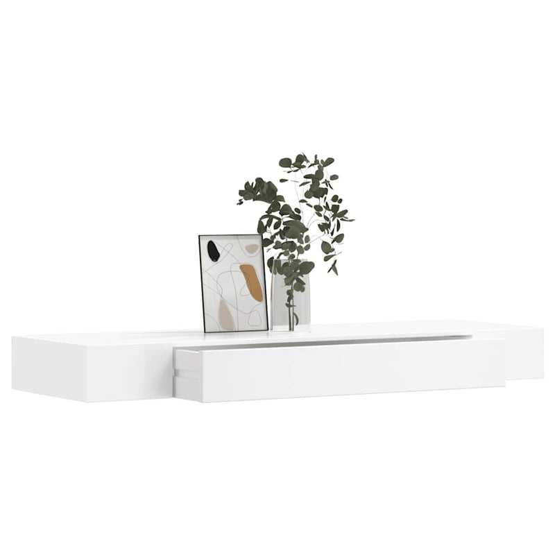 vidaXL Floating Wall Shelves with Drawers 2 pcs White 80 cm