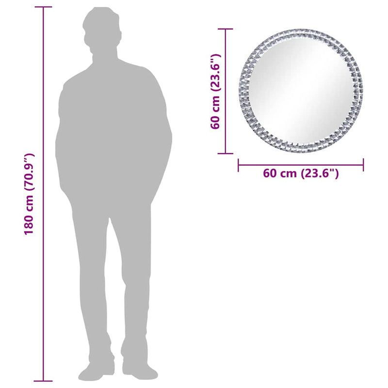 vidaXL Wall Mirror 60 cm Tempered Glass