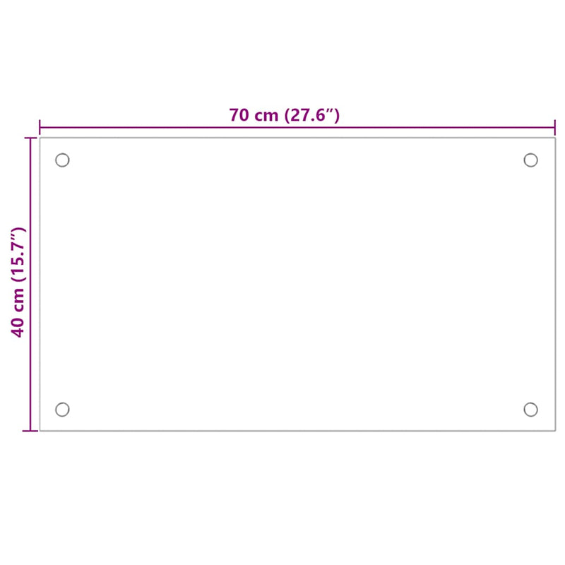 vidaXL Kitchen Backsplash Transparent 70x40 cm Tempered Glass