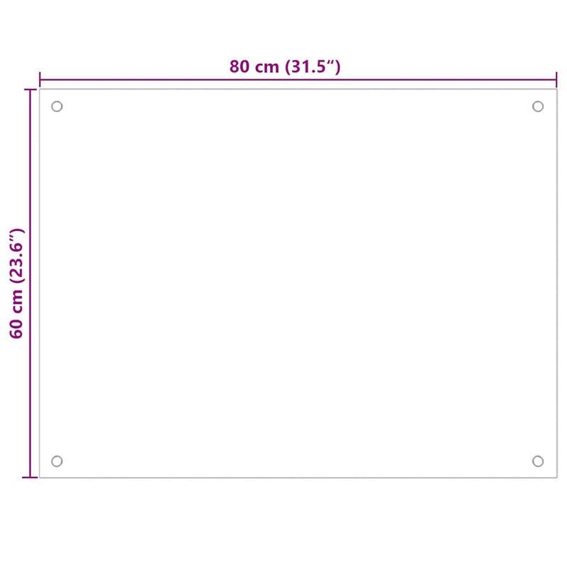 vidaXL Kitchen Backsplash Transparent 80x60 cm Tempered Glass