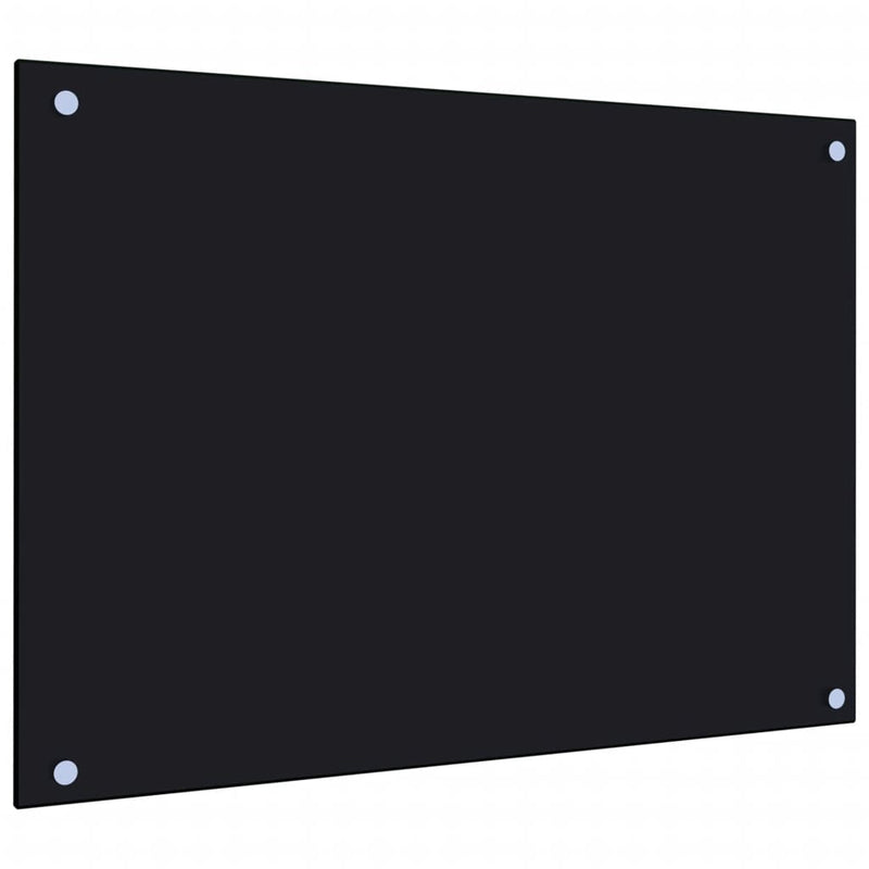 vidaXL Kitchen Backsplash Black 70x50 cm Tempered Glass