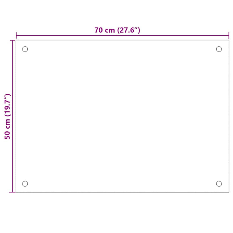 vidaXL Kitchen Backsplash Black 70x50 cm Tempered Glass