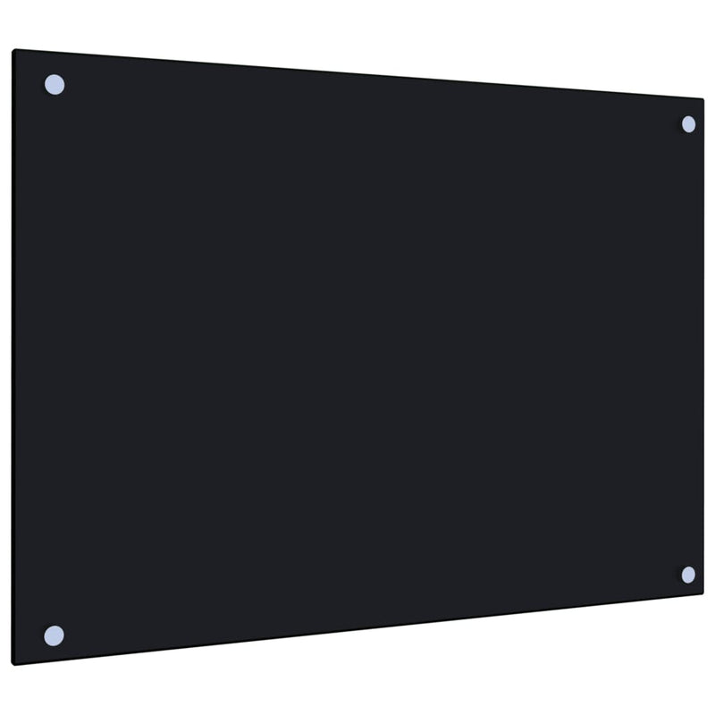 vidaXL Kitchen Backsplash Black 70x50 cm Tempered Glass