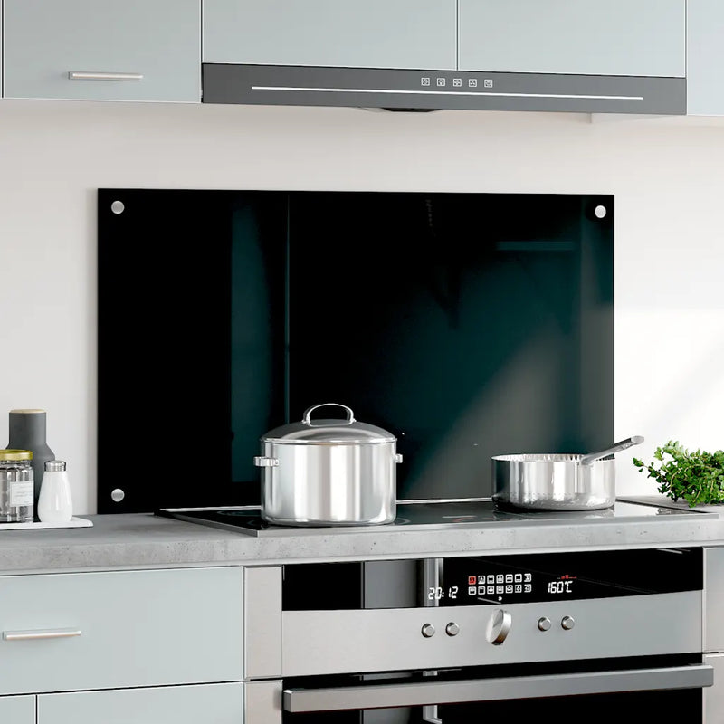 Kitchen Backsplash Black 90x50 cm Tempered Glass