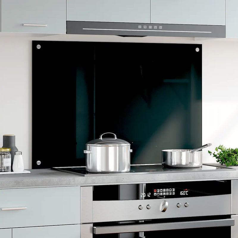 Kitchen Backsplash Black 90x60 cm Tempered Glass