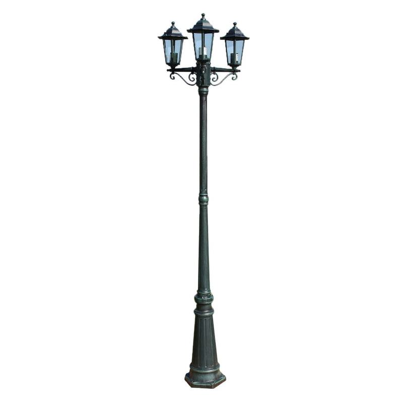 Garden Light Post 3-arms 215 cm Dark Green/Black Aluminium