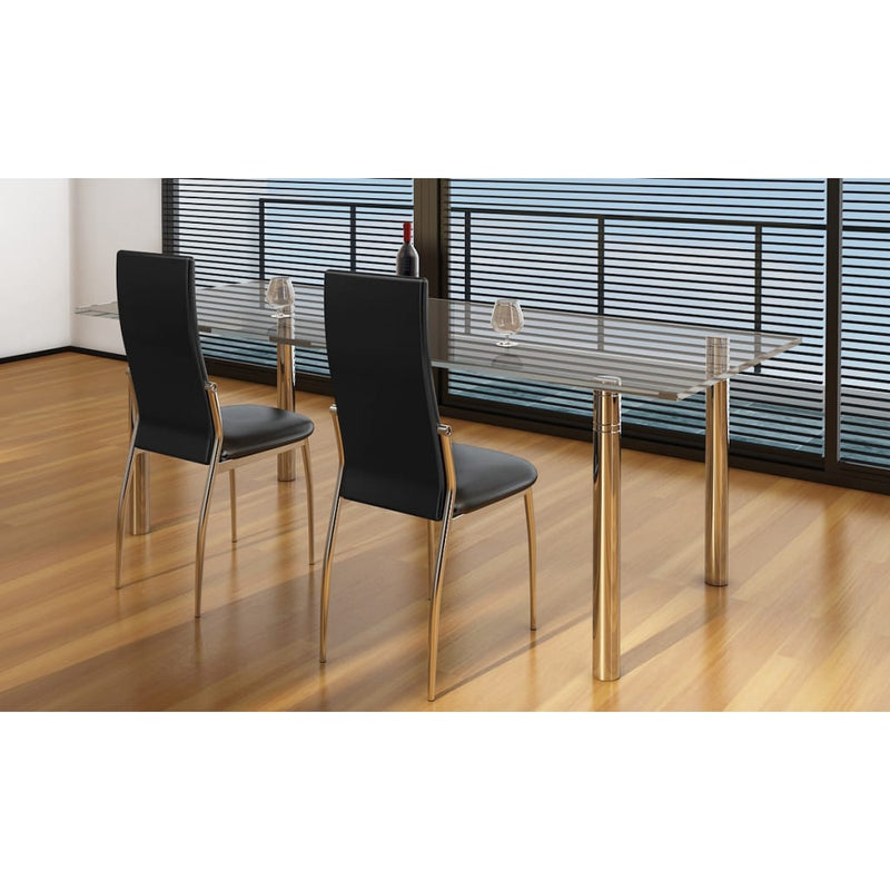 vidaXL Dining Chairs 2 pcs Black Faux Leather