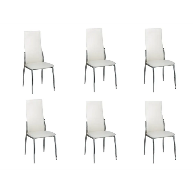 Dining Chairs 6 pcs White Faux Leather