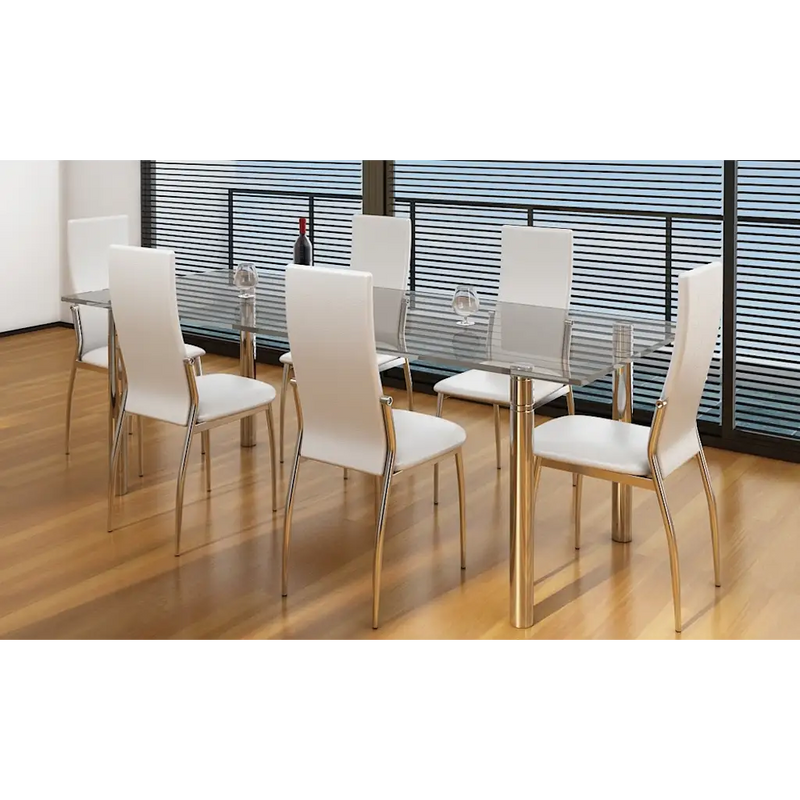 Dining Chairs 6 pcs White Faux Leather