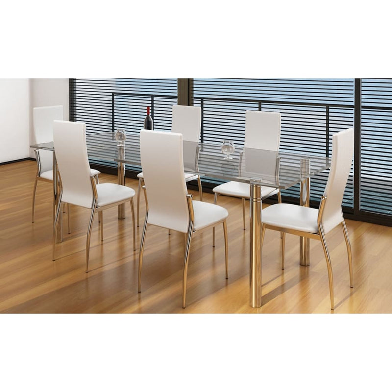vidaXL Dining Chairs 6 pcs White Faux Leather