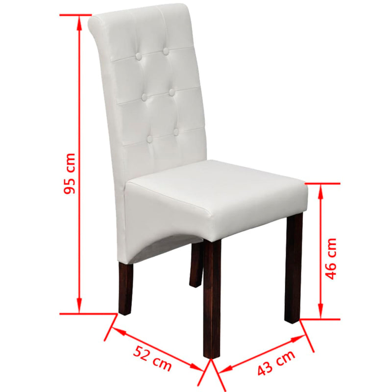 vidaXL Dining Chairs 2 pcs White Faux Leather