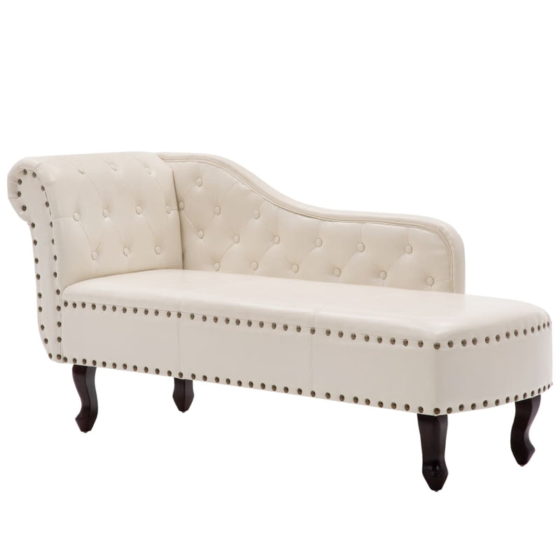 vidaXL Chaise Longue Cream White Faux Leather