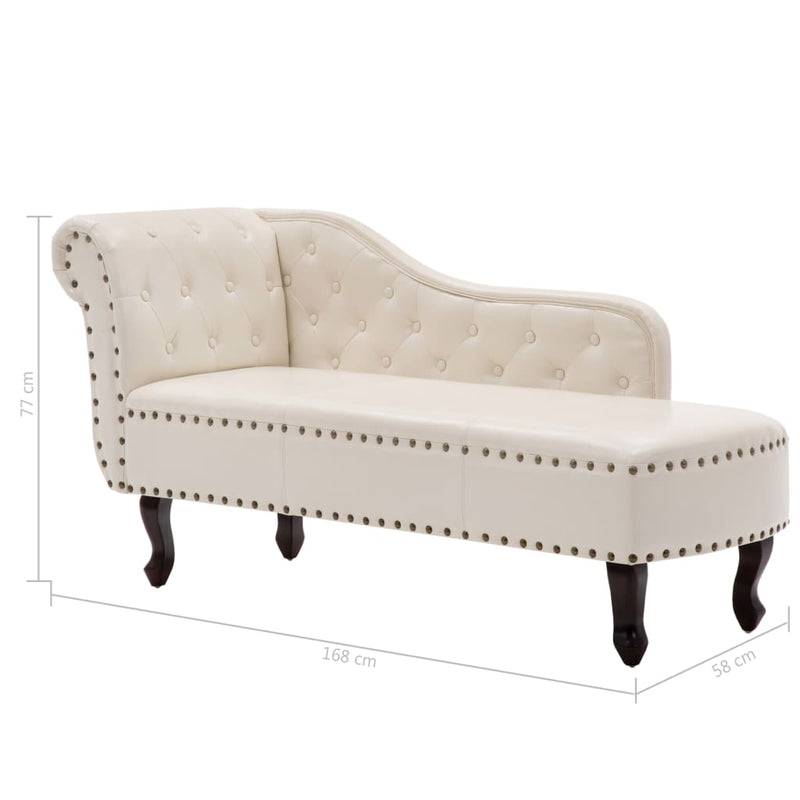 vidaXL Chaise Longue Cream White Faux Leather