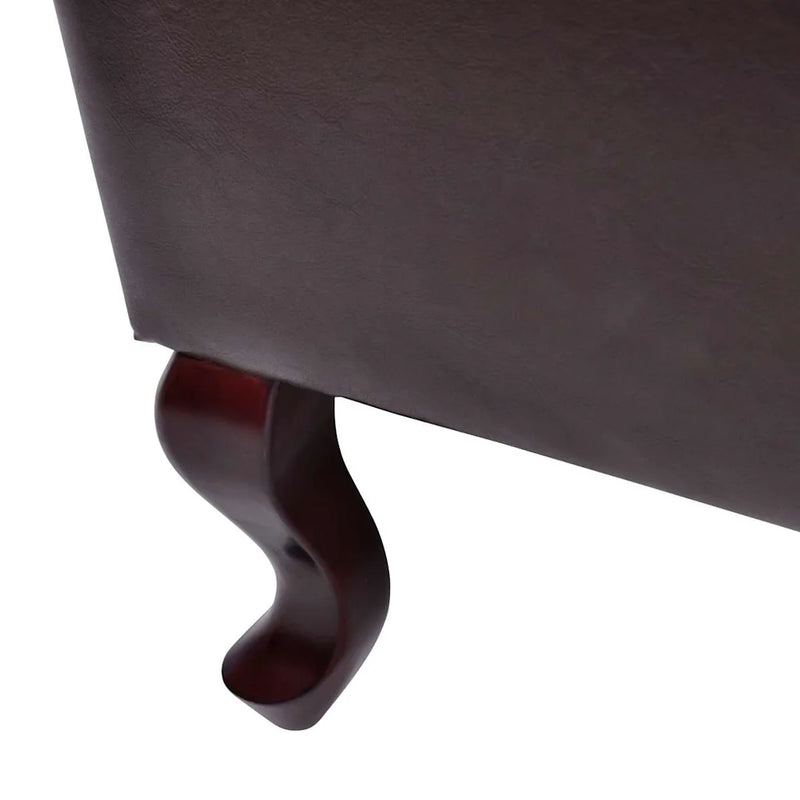 Armchair with Footstool Dark Brown Faux Leather