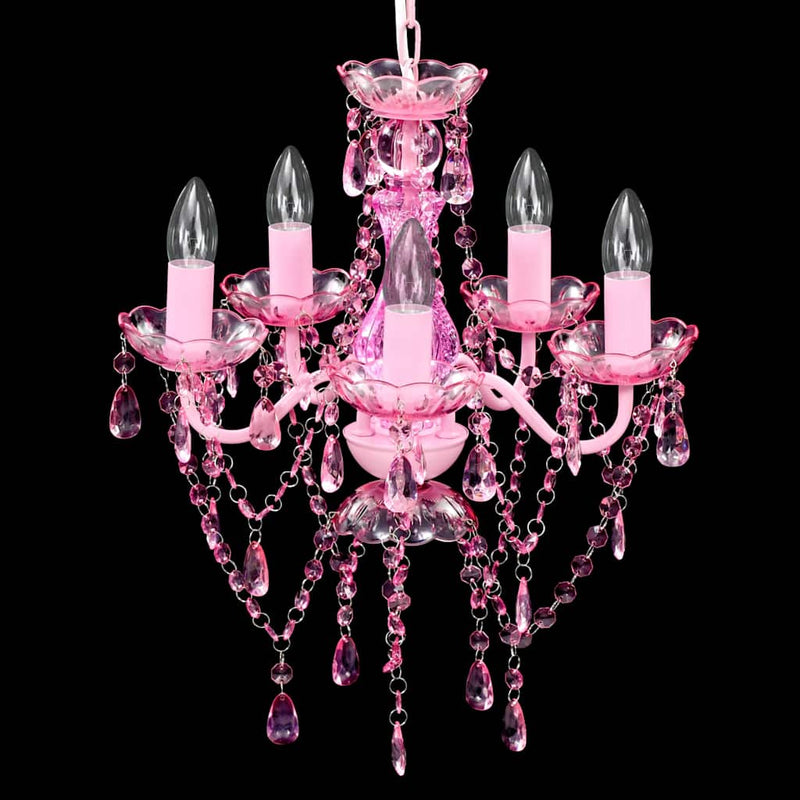 vidaXL Crystal Light 5 Bulbs Pink