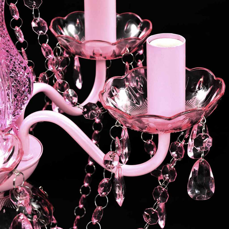 vidaXL Crystal Light 5 Bulbs Pink